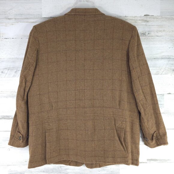 VINTAGE LL BEAN COAT MEN'S SZ LARGE BROWN JACKET PARKA QUILTED CHECK THINSULATE - Picture 2 of 16